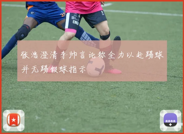 张浩澄清李帅言论称全力以赴踢球并无踢假球指示